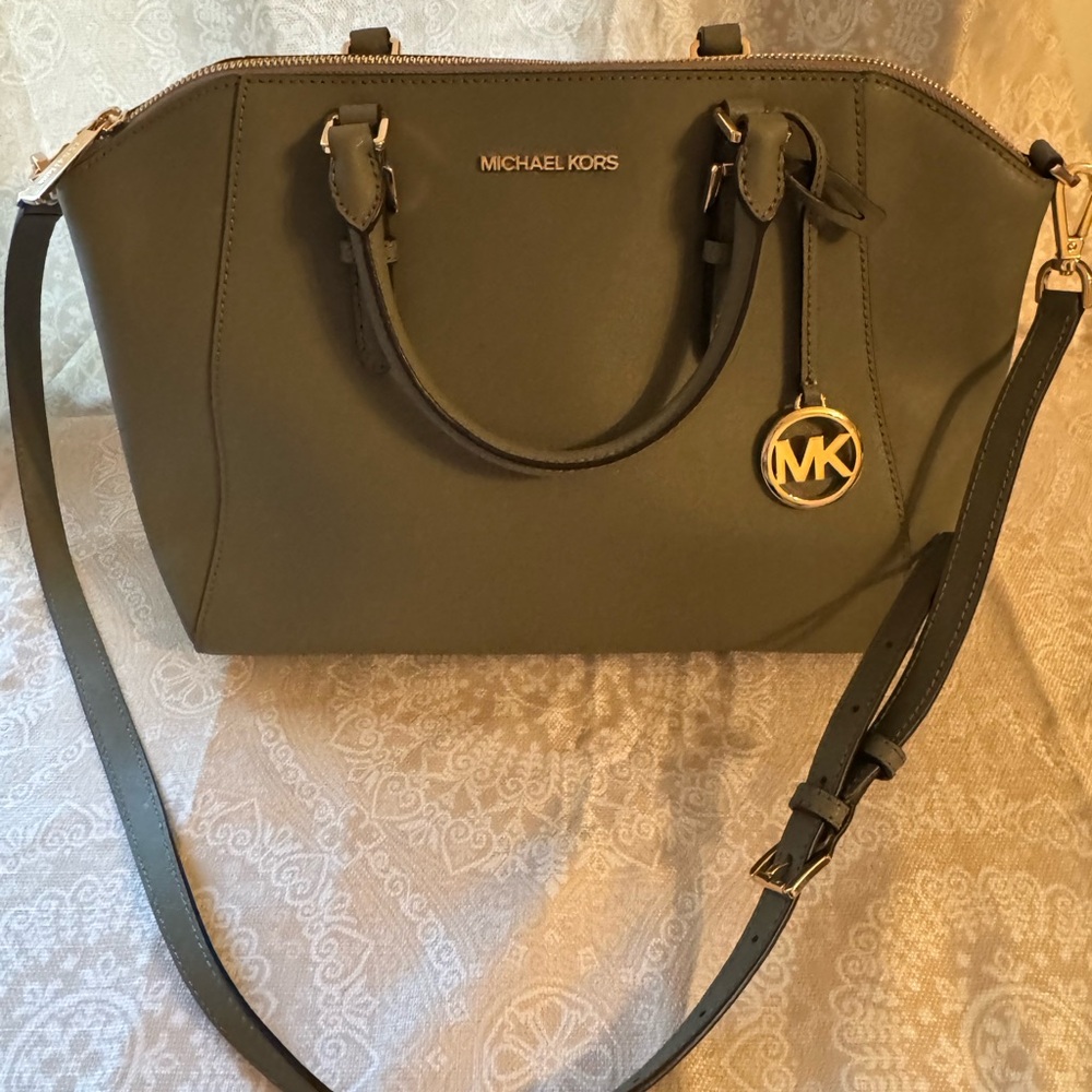 Michael Kors Army Green Leather Satchel